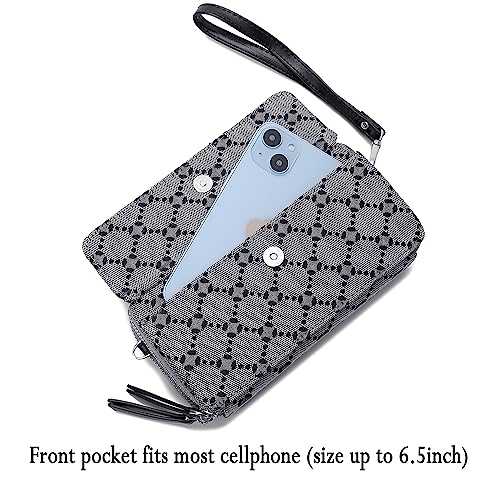 Image of Lanyani RFID Crossbody Wallet Wristlet Purse with Phone Pocket For Women Vegan Leather