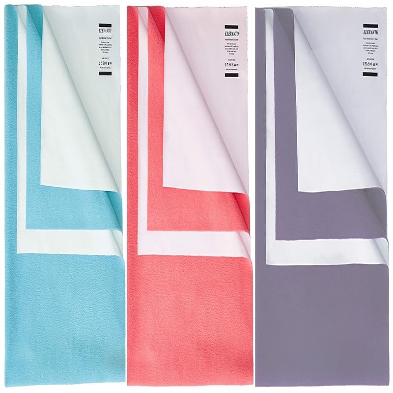 ELEVANTO Baby Anti-Piling Fleece Extra Absorbent Instant Dry Sheet for Baby, Baby Bed Protector, Waterproof Sheet, Small Size 50x70cm, Pack of 3 Sky,Purple & SELMON