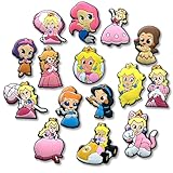 15Pcs Cartoon Princess Shoe Decoration Charms for Croc Clog Sandals, Shoe Accessories Charms for Adults