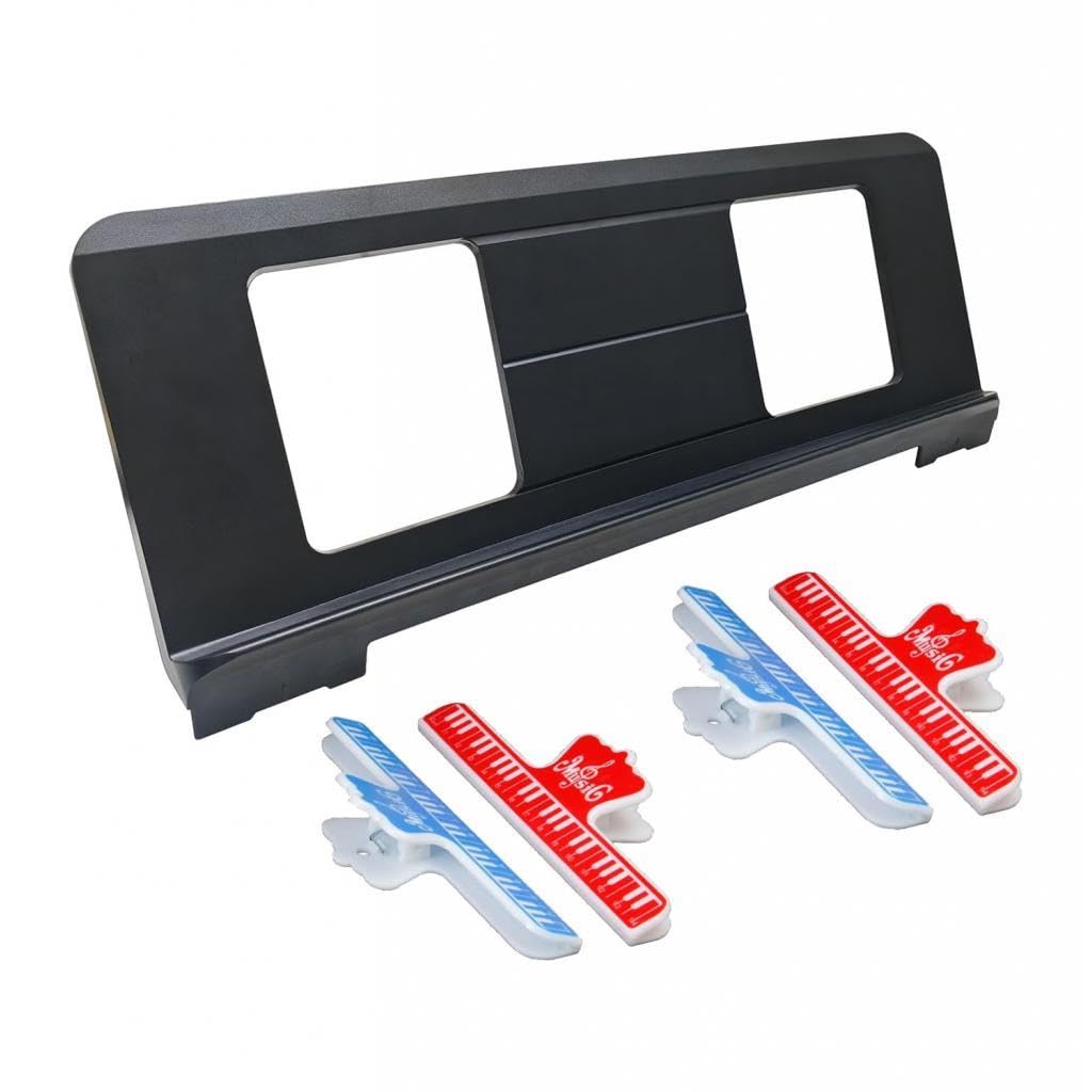 Harilla Support de Partition Piano pour Clavier Électronique Support de Partitions Musicales avec 4 Pinces Porte Livre Accessoire Instrument Convient, Clips Rouges et Bleus