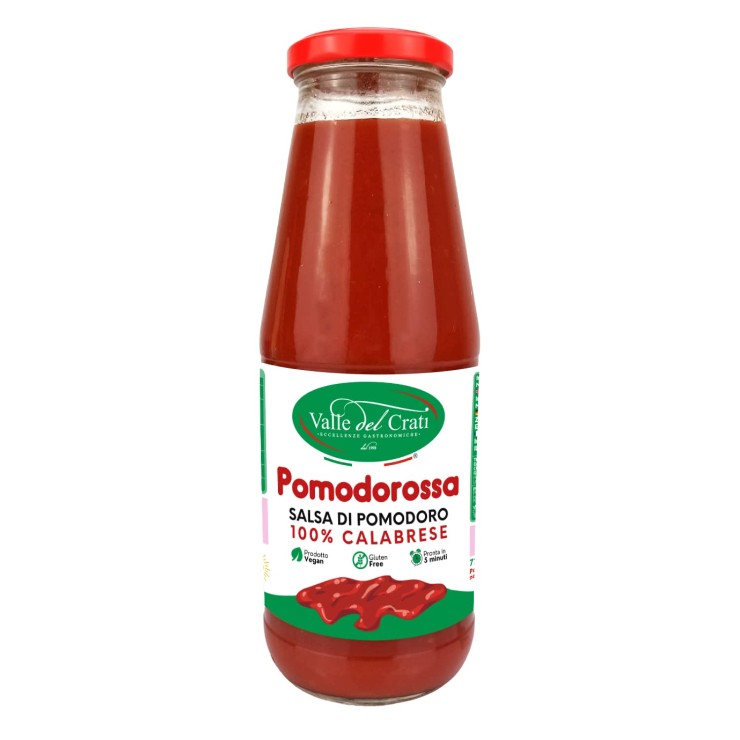 Valle del Crati Boîte de Pinsa avec 8 bases de Pinsa précuites et sauce tomate | Pinsa prêt en 5 minutes, Levain long, Produit en Calabre, 250g Artisan Pinsa Bases env.