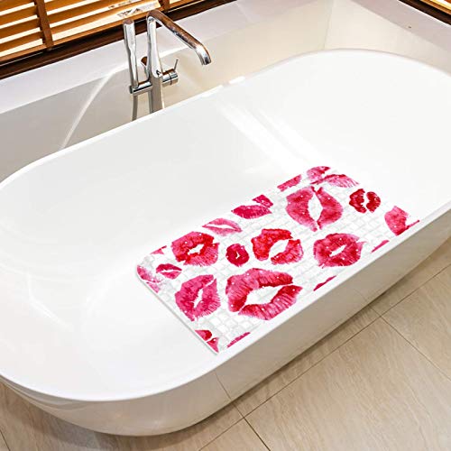 Tapis de bain antidérapant douche baignoire sans latex rouge - 6