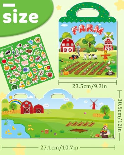 ToolHouse Reusable Waterproof Stickers, Farm Animal Removable Labels, for Toddlers, Home, School, Travel - Fun And Durable Stickers for Boys And Girls