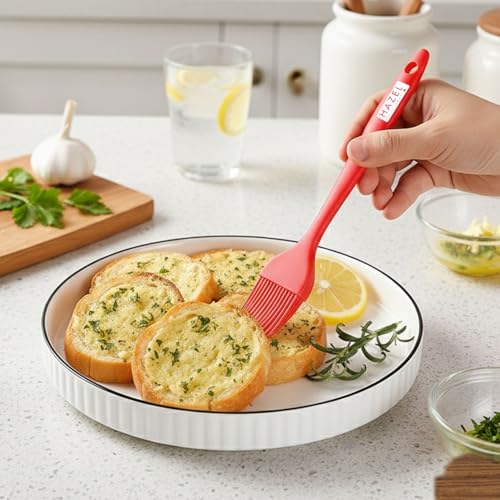Image of HAZEL Silicone Spatula & Oil Brush Combo Set of 2 | 8 inch Heat Resistant, Non-Stick Tools for Mixing, Scraping & Greasing