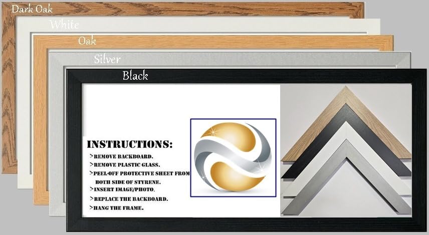 Panoramic Sizes Picture Frames Photo Frames Black White Oak Silver (Black, 20" X 12")