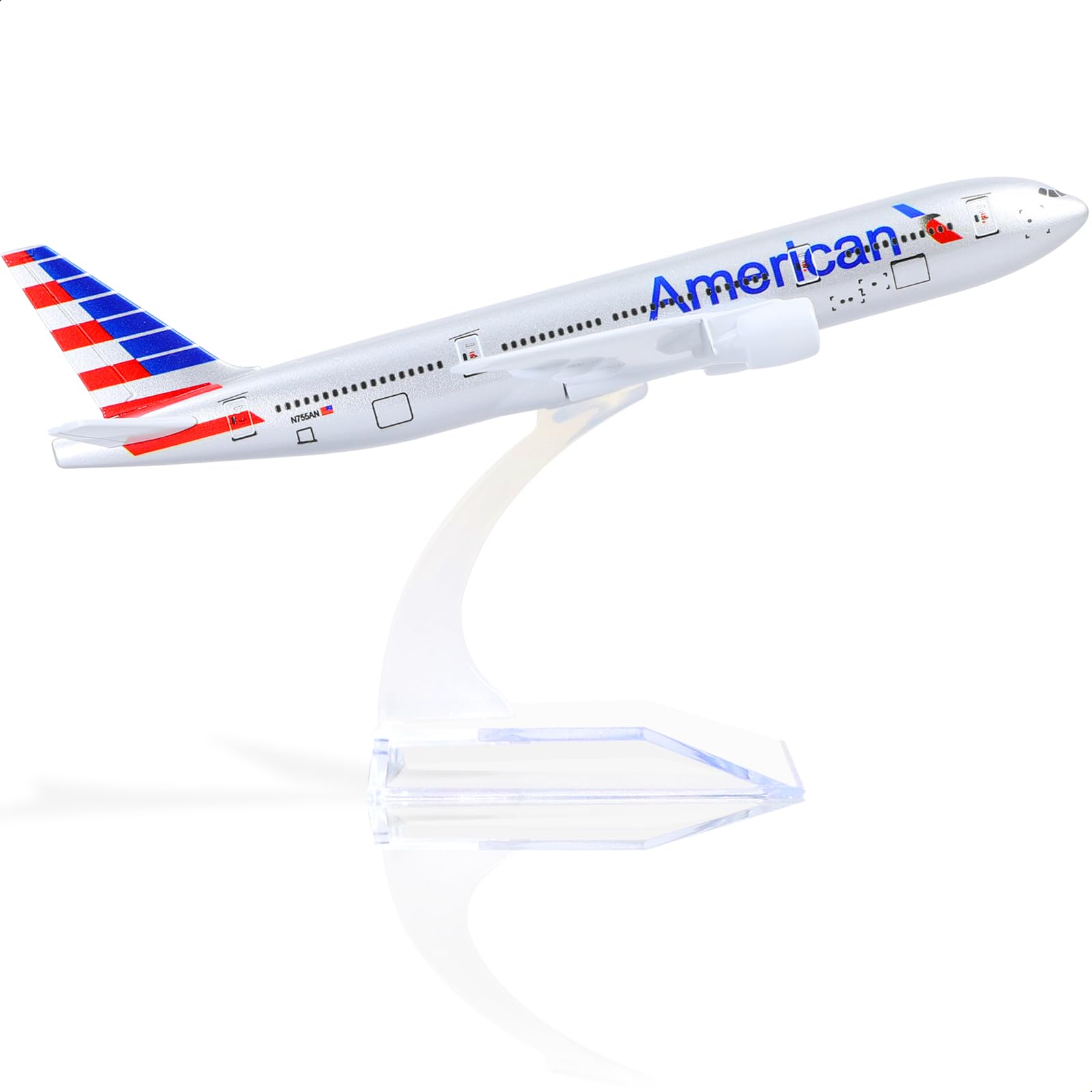 QIYUMOKEboeing777 AA Airlines 1/400 Diecast Metal Airplane Model with Stand -Airlines Alloy Model Plane (6 inches Long) Display Collectible Model Kit for Aviation Enthusiast Gift