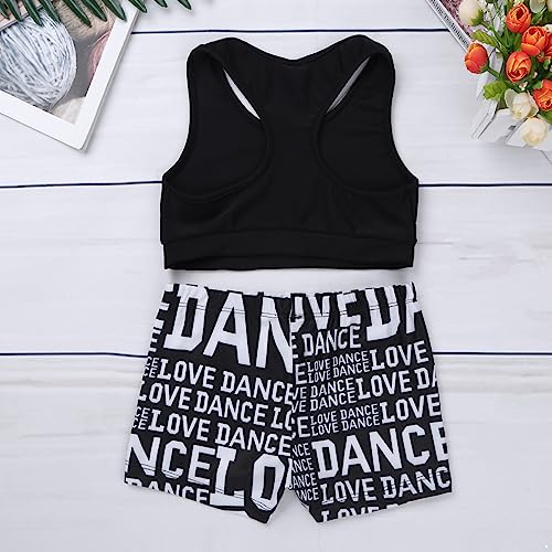 Kids Girls Two Piece Tankini Outfits Sleeveless Racer Back Tops with Letters Printed Bottoms Set for Gymnastic4