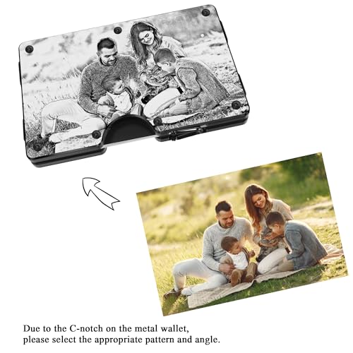 Image of Personalized Son Gifts, Customized Engraved Photo Wallet from Mom Dad Parent, Birthday Wedding Graduation Christmas Adult present , Custom Name Metal Money Clip, Minimalist Aluminum Card Holder
