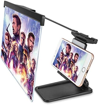 CameCosy 12″Cellphone Display Magnifier，3D HD Cell Cellphone Amplifier with Foldable Stand Holder，Moveable Anti-Blue Cellphone Magnifier Display for Films,Movies and Gaming,Suitable with All Smartphones-Black