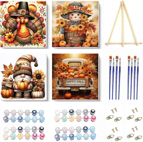 4 Pack Thanksgiving Day Paint by Numbers Kit for Adults
