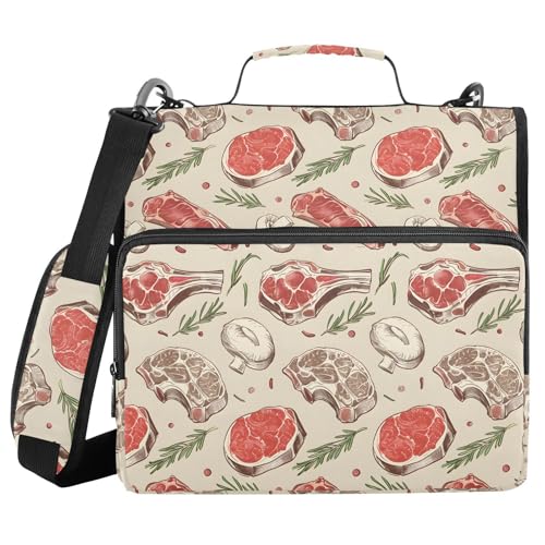 EFEWOI Steak Print Zipper Binder