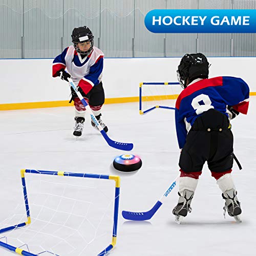 Hover Hockey Set Boys Toys - 2 in 1 Hockey & Soccer Sport Toys With 2 Goals, Hover Ball With LED Lights, Multiplayer Hockey Games, Toys for 3 4 5 6 7 8 9 10 11 12 Year Old Boys Girls Kids Best Gift