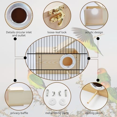 Image of Parakeet Cage Nest Box Visible and Detachable Bird Nest Breeding Box with Perch Natural Wood Bird Nesting for Cockatiel Lovebirds Budgie Finch Parrotlets Canary(XS 7.8 * 4.7 * 4.7inch)