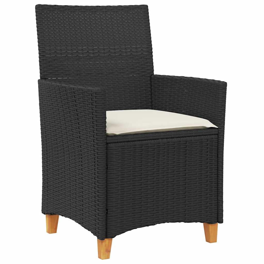 vidaXL Lot de 2 Chaises de Jardin avec Coussins, Sièges avec Accoudoirs, Fauteuils de Terrasse Patio, Moderne, Noir Résine Tressée et Bois