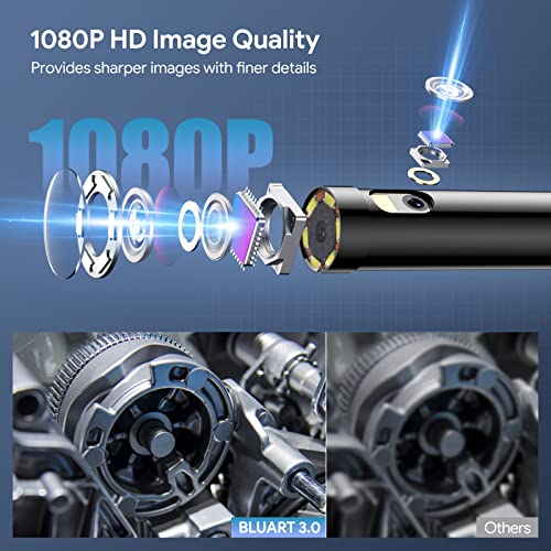 Depstech 50Ft Dual Lens Endoscope Camera With Light,1080P Hd Borescope With Split Screen, 7.9Mm Waterproof Sewer Inspection Camera, Flexible Semi-Rigid Snake Camera For Drain Pipe Wall, Carrying Case #TOP4