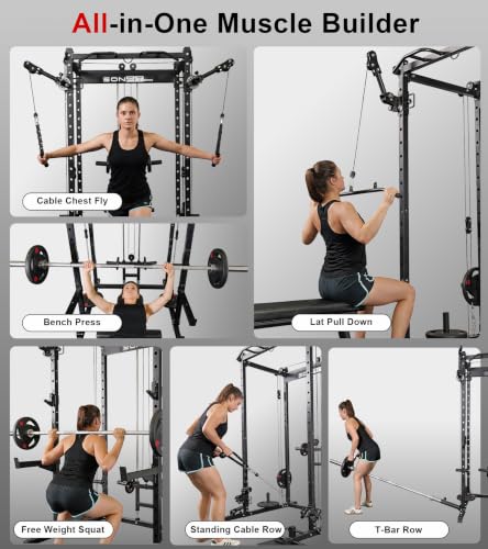 Image of Eonfit Power Cage, Multi-Function Power Rack with Cable Crossover System