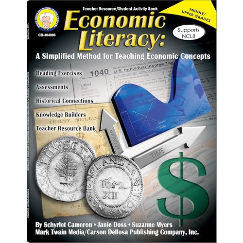 Mark Twain Economic Literacy Economics Workbook, Grades 6-12 Financial Literacy Books, Money Management, Economy, and Taxes With Math Practice, Middle School and Up, Classroom or Homeschool Curriculum