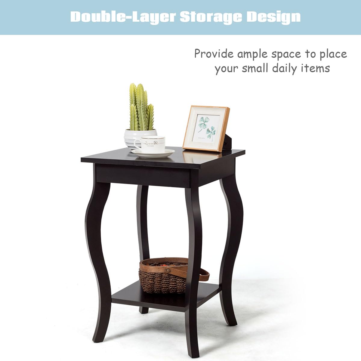 Set 2 Comodini Legno 40x40x60cm - Tavolini Notte Moderni Con 2 Ripiani, Bianco O Nero, Per Camera Da Letto - Foto 13