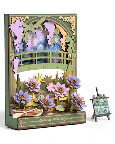ROWOOD puzzle en bois 3D adultes enfants, kit modèle fleur nénuphar TH001