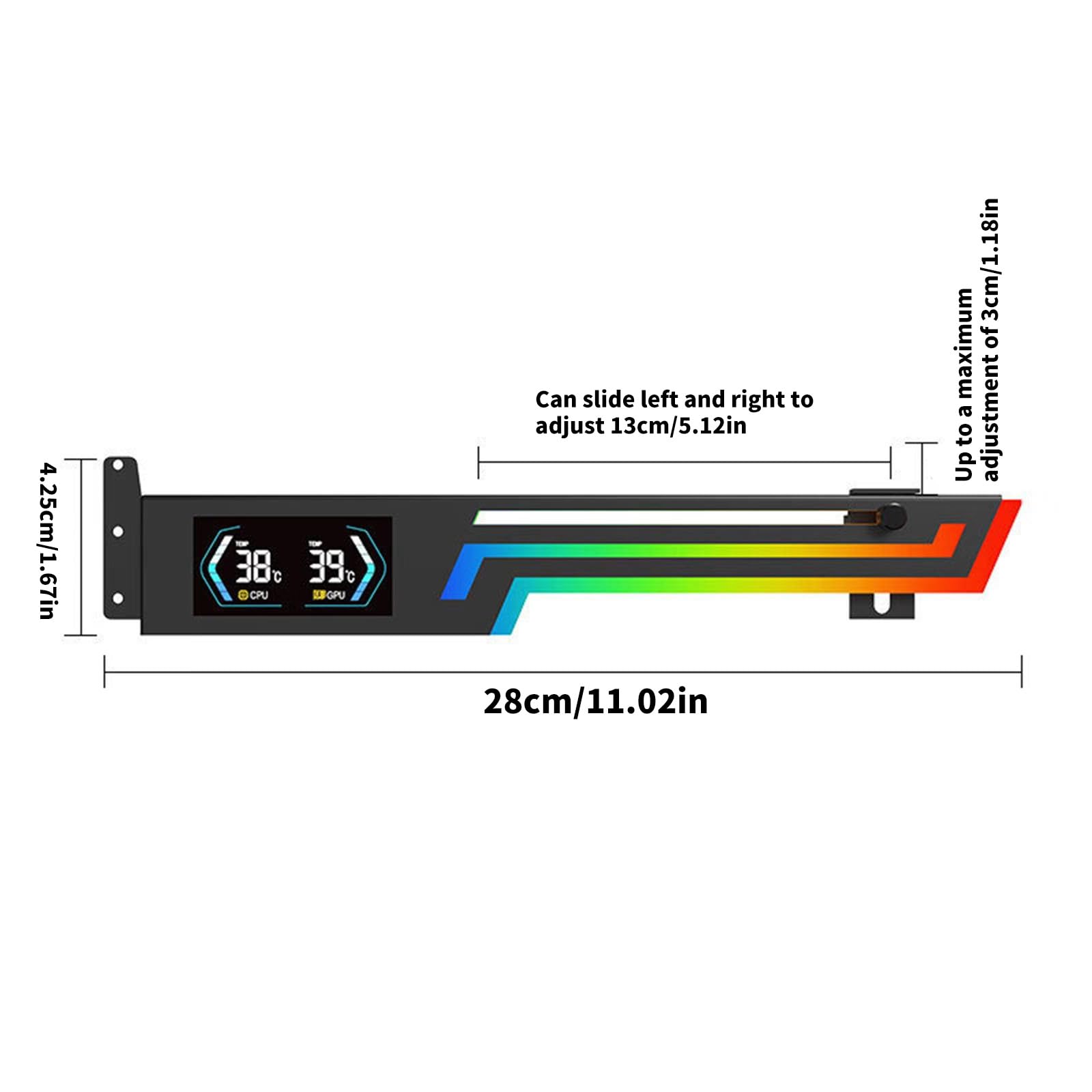 Supporto per Scheda Video GPU RGB con Lettura Digitale della Temperatura e Installazione Senza Attrezzi per staffe Supporto GPU per Case