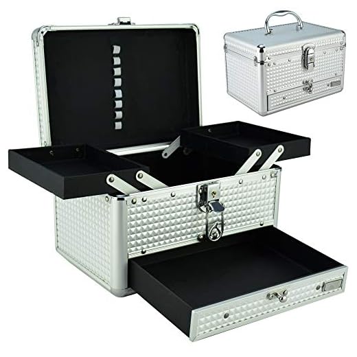 Maleta Para Maquiagem e Joias Frasqueira Luxo Prata CBRN11100