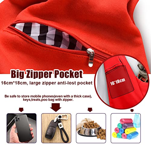 Image of TOMKAS Small Dog Cat Carrier Sling Hands-Free Pet Puppy Outdoor Travel Bag Tote Reversible (Red)