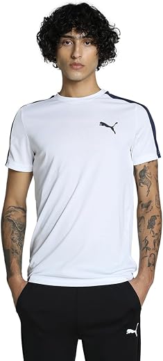 Puma Men's Cotton Classic Fit Tees (607096_White-Peacoat Large)