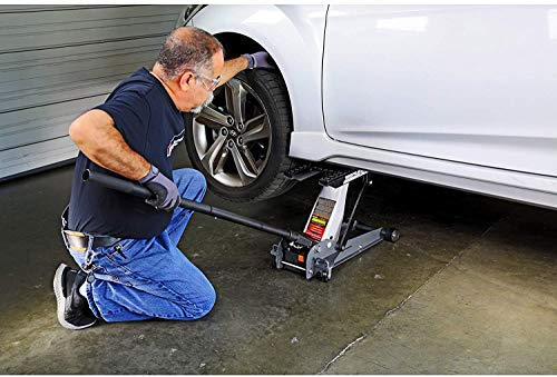 Image of Powerbuilt 3000 Pound Triple Lift Garage Jack, Heavy Duty Vehicle, Truck, Car, Motorcycle, Transmission Lift, 1.5 Ton Capacity, 620622