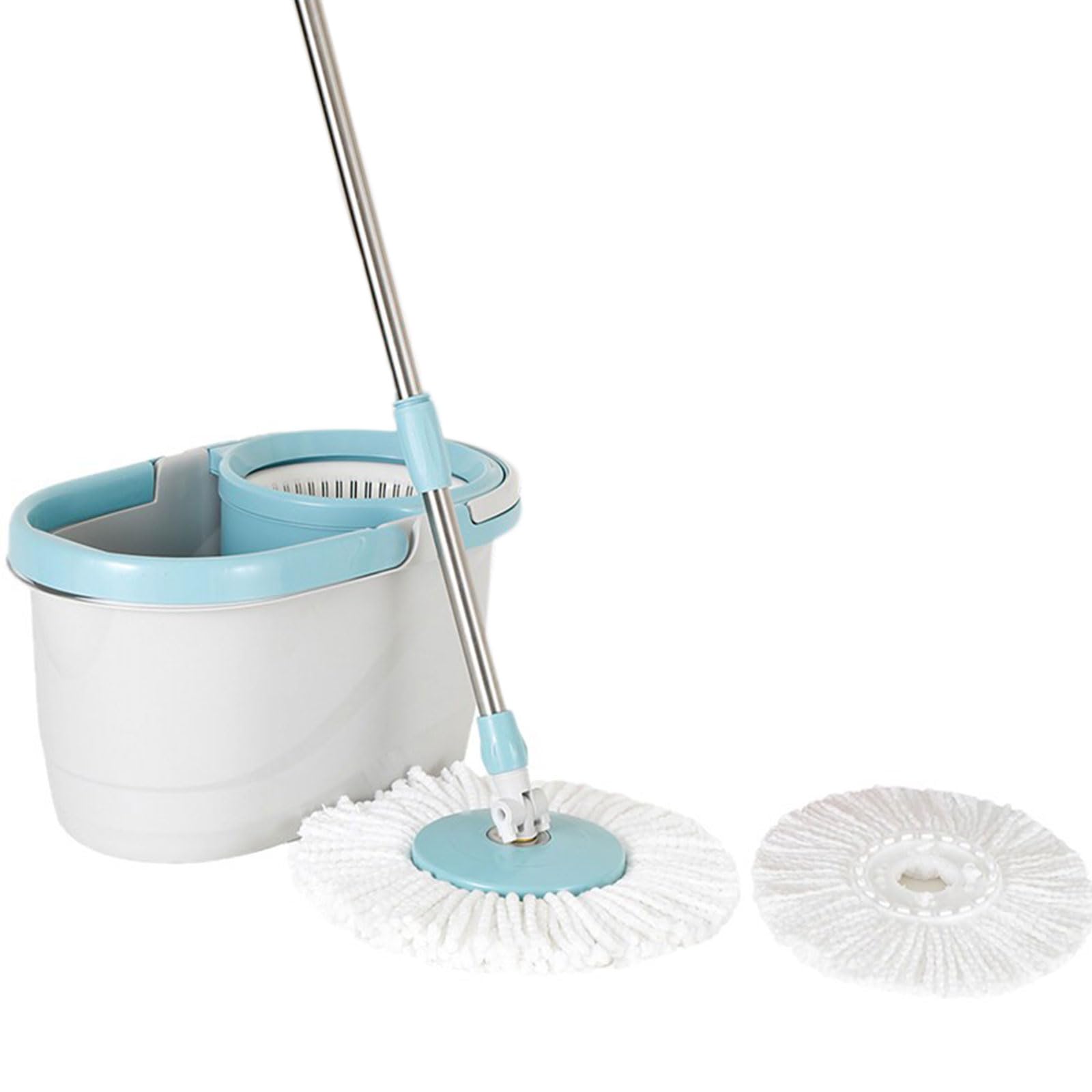 Fregona Giratoria y Balde con Sistema Escurridor - Trapeador Giratorio de 360° y Sistema de Limpieza de Piso con Cubo Interior Desmontable con 1 Cabezal de Repuesto de trapeador de Microfibra