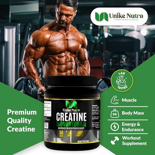 Unike Nutra Micronized Creatine Monohydrate Powder - Halal Kosher Vegan, Keto-Friendly - 10000mg. 2.2 Pounds. Per Serv (5g) - 200 Servings - Unflavored (Pack of 2) - 3
