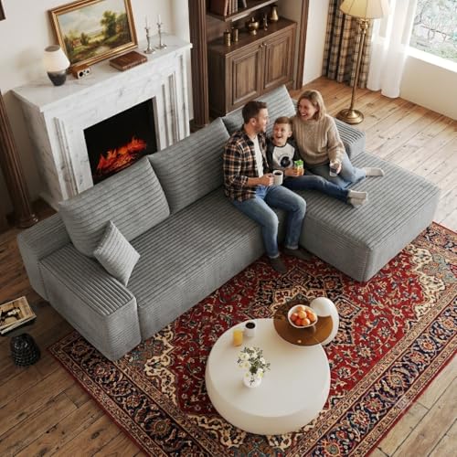 Image of 107 inch Cloud Sectional Sofa Boneless Couches with Chase