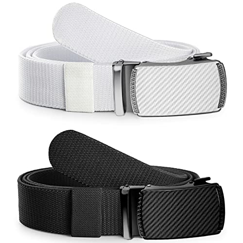DOOPAI Belt Men, elastic golf belts for men, 2 Pack Nylon Ratchet Belt Mens Belts Casual, Adjustable Trim to Fit3