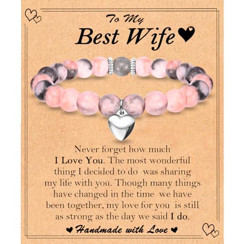 Image of Mothers Day Gifts for Wife, Christmas Valentines Day Easter Birthday Gifts Stocking Easter Basket Stuffers Beaded Bracelet Jewelry Gifts for Wife from Husband