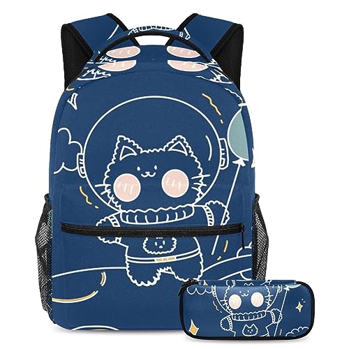Sac à dos motif chat spatial robuste pour alléger le dos des adolescents