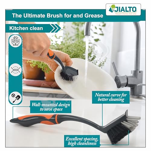 Image of JIALTO Heavy-Duty Toilet Cleaning Brush, Durable Stiff Bristles, Ergonomic Non-Slip Handle, Deep Cleaning Toilet Bowl & Bathroom Scrubber for Tiles, Sinks and Corners