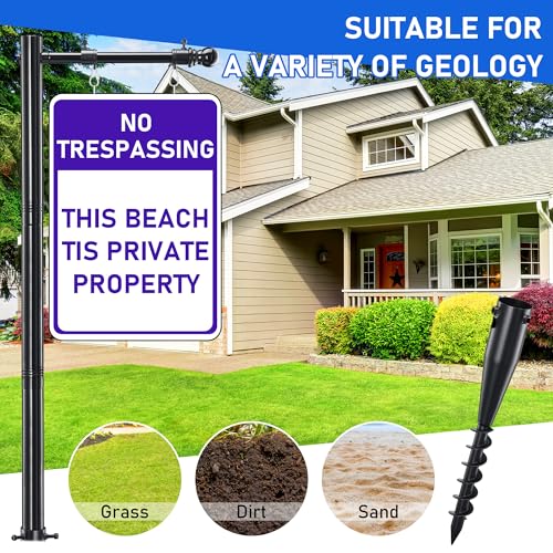 Real Estate Sign Post, 254cm Realtor Yard Sign Post for Sale Signs, Rent Signs, Open House Signs for Real Estate, 88cm Arm Holds up to 63cm Sign, Black (No Sign Included) by Lcokeiy - Image 4