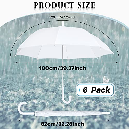 Fabbay 6 Pcs Bubble Umbrella Wedding Auto Open Rain Transparent Umbrellas With J Hook Handle Large Windproof Transparent Umbrellas For Bride Groom Gift (White, Trendy Stylish) #TOP1