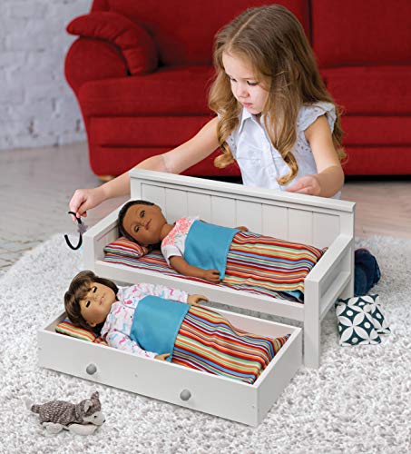 Badger Basket Toy Doll Sofa And Daybed Combo With Trundle Bed For 18 Inch Dolls - White/Multi #TOP2