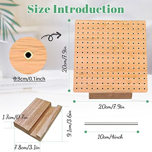 Placa de bloqueio de 19 cm para crochê, tapete quadrado de madeira com 24 pinos de aço e 12 cores de