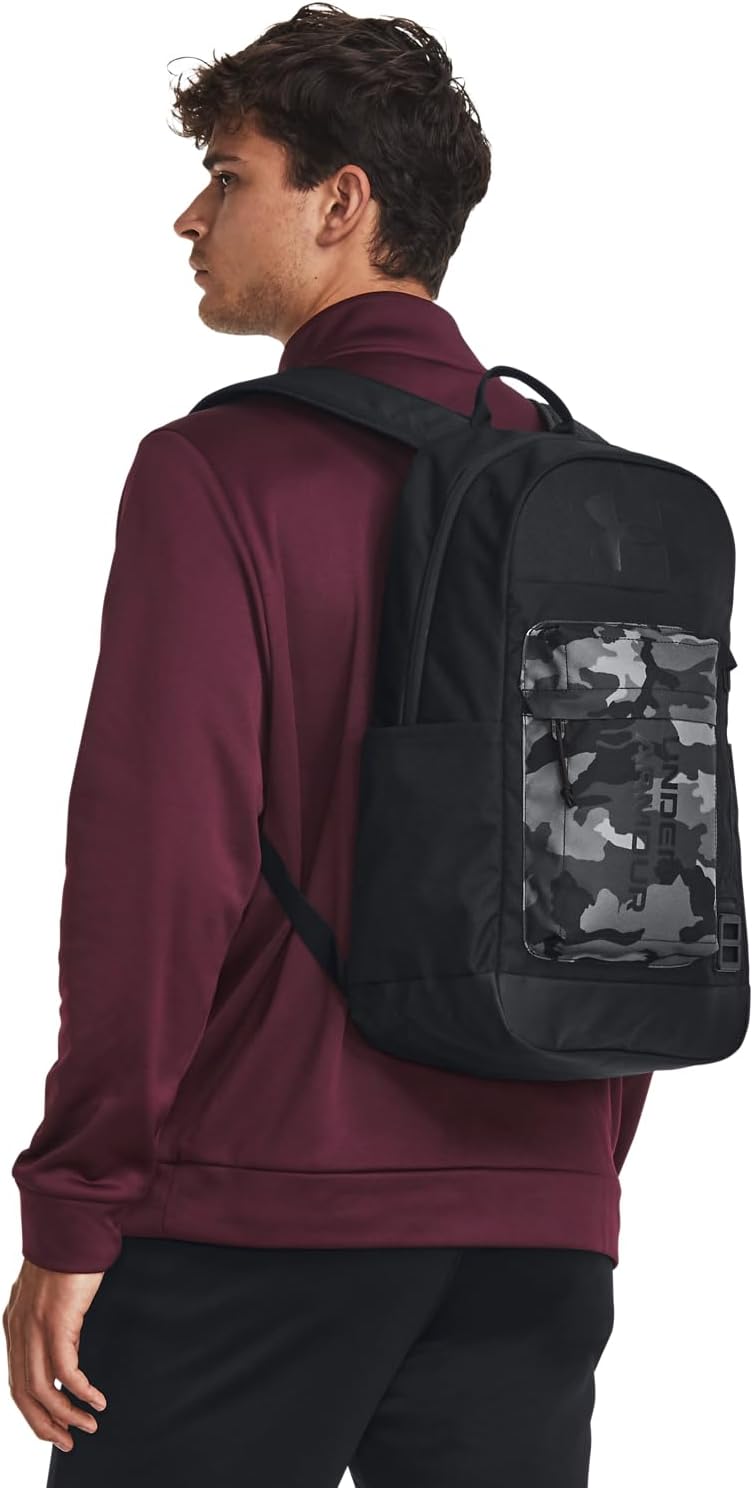 Under Armour unisex-adult Halftime Backpack, (007) Black / / Metallic Black, One Size Fits All