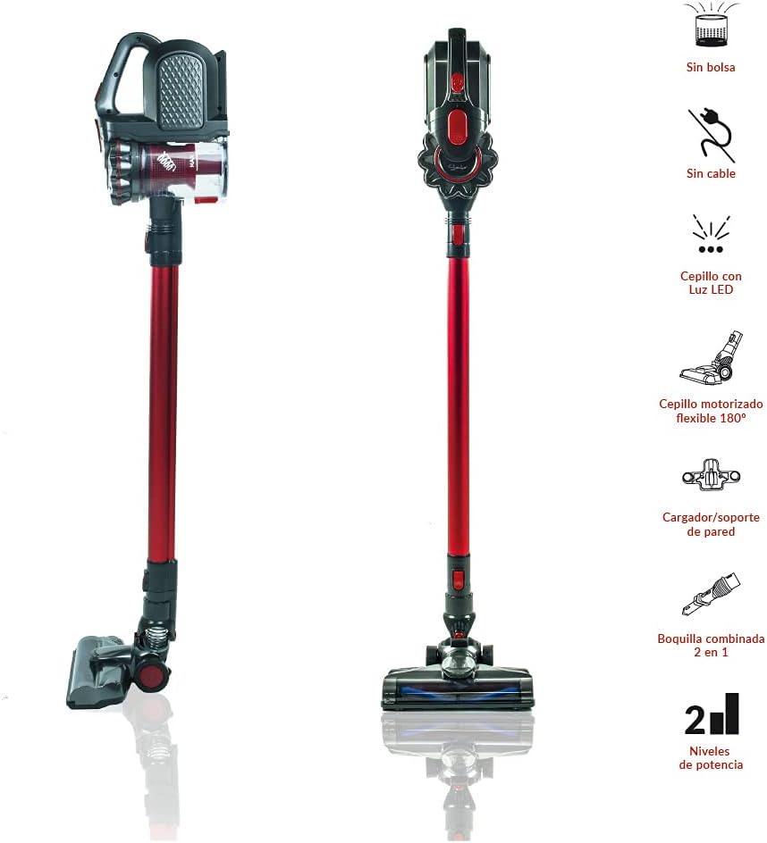 SAMBA Aspirador Vertical y de Mano Sin Cable Modelo Clean Force - Aspirador  Escoba con Cepillo Motorizado Flexible 180º, Luz LED, 2 Niveles de  Potencia, Boquilla Combinada, Soporte de Pared : Amazon.es: Hogar y cocina