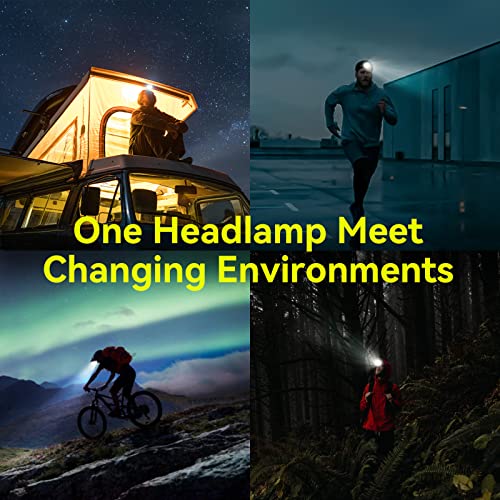 Rechargeable Headlamp For Adults With 300 Lumens Usb Head Lamp With Lightweight Design(0.08 Lb), Ipx4 Led Sensor Headlamps For Running Camping Reading With Long Run Time (Black & White) - 2 Pack #TOP6