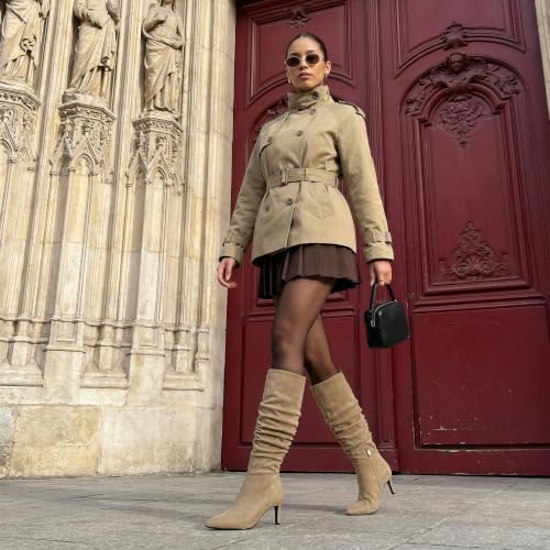 Image of Easyfox Knee High Boots Women Pointed Toe Stiletto Heel Tall Boots
