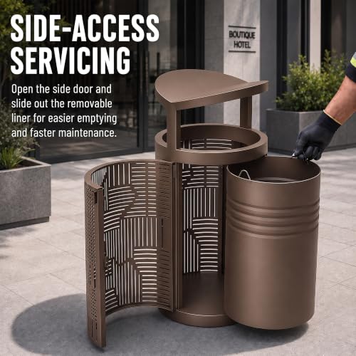 Image of 10.8 Gallon Commercial Outdoor Trash Can with Lid (Taupe Gray)