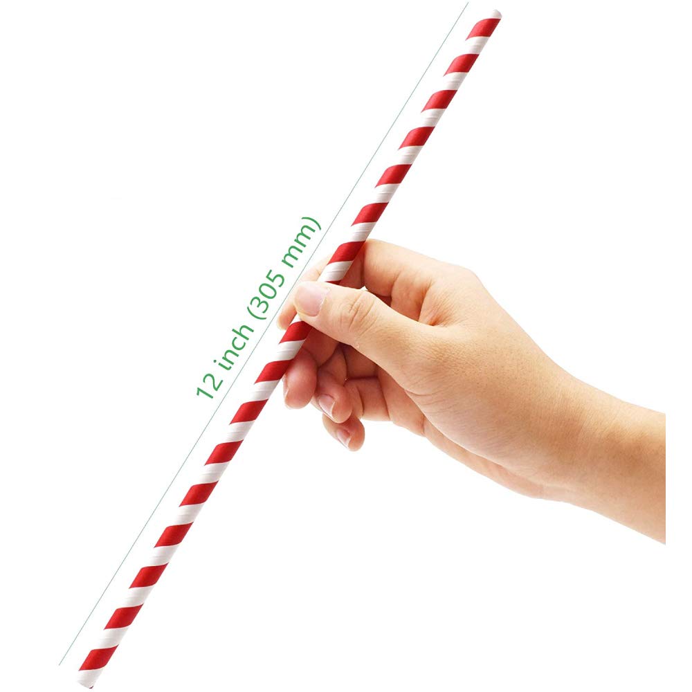 – Red & White Paper Straw 8mm, Drinking Straws Non Plastic, Plain Black Renewables Solid Color - Pack Of 250 Pieces.