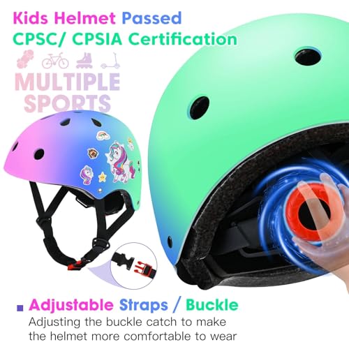 image for Comforhous Color Gradient Kids Bike Helmet and Pads Adjustable Helmet 