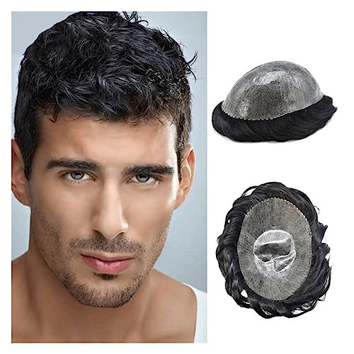 Prothèse de cheveux masculins en PU injecté 0.12mm | Toupet homme durable ondulé 30mm 6x8