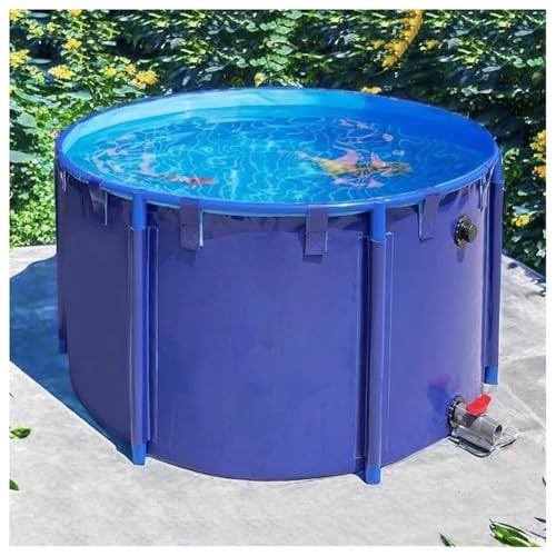Piscina Redonda de Lona elevada para koi con Estructura de PVC Resistente. Tanque de cría portátil y Plegable para acuicultura al Aire Libre, Almacenamiento de Agua y riego (Azul, 2,5 x 0,8 m/3900 l)