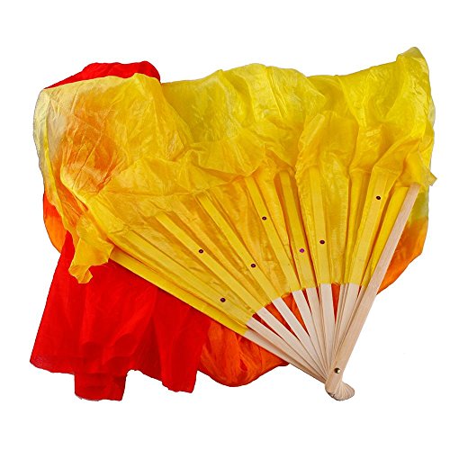 Fashion Colorful 1.5M Hand Made Belly Dance Dancing Silk Bamboo Long Fans Veils #TOP4