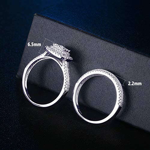 Newshe Jewellery Engagement Rings for Women Wedding Ring Set AAAAA Cz 925 Sterling Silver Band Round 1.6Ct Size 5-123
